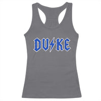 Vintage Duke Last Name Sports Style Racerback Tank Top Vintage Lightning Bold Gothic Font Graphic Basketball Fans