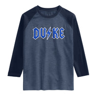 Vintage Duke Last Name Sports Style Raglan Shirt Vintage Lightning Bold Gothic Font Graphic Basketball Fans