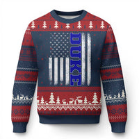 Vintage Duke Name American Flag Ugly Christmas Sweater Retro Sport Basketball Fans