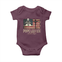 Da Pope Leo XIV Baby Onesie From America Chicago USA Flag Cross