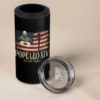 Da Pope Leo XIV 4 in 1 Can Cooler Tumbler From America Chicago USA Flag Cross