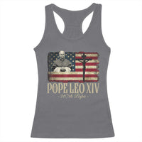 Da Pope Leo XIV Racerback Tank Top From America Chicago USA Flag Cross