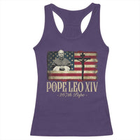 Da Pope Leo XIV Racerback Tank Top From America Chicago USA Flag Cross