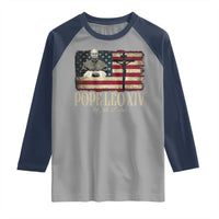 Da Pope Leo XIV Raglan Shirt From America Chicago USA Flag Cross