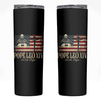 Da Pope Leo XIV Skinny Tumbler From America Chicago USA Flag Cross