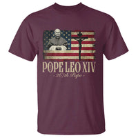 Da Pope Leo XIV T Shirt From America Chicago USA Flag Cross