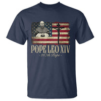 Da Pope Leo XIV T Shirt From America Chicago USA Flag Cross