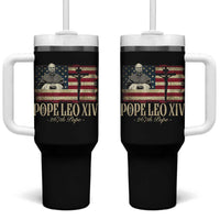 Da Pope Leo XIV Tumbler With Handle From America Chicago USA Flag Cross