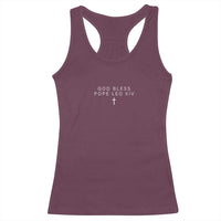 God Bless Pope Leo XIV Racerback Tank Top Cross Subtle Minimal Religious Faith