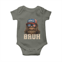 Bruh Bigfoot Merica Baby Onesie American Flag Patriotic 4th Of July - Wonder Print Shop