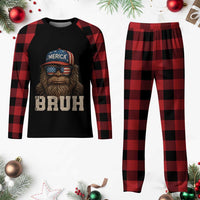 Bruh Bigfoot Merica Plaid Pajama Set American Flag Patriotic 4th Of July - Wonder Print Shop