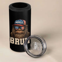 Bruh Bigfoot Merica 4 in 1 Can Cooler Tumbler American Flag Patriotic 4th Of July - Wonder Print Shop