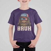 Bruh Bigfoot Merica T Shirt For Kid American Flag Patriotic 4th Of July - Wonder Print Shop