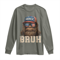 Bruh Bigfoot Merica Long Sleeve Shirt American Flag Patriotic 4th Of July - Wonder Print Shop