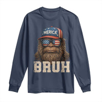 Bruh Bigfoot Merica Long Sleeve Shirt American Flag Patriotic 4th Of July - Wonder Print Shop