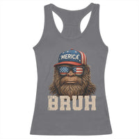 Bruh Bigfoot Merica Racerback Tank Top American Flag Patriotic 4th Of July - Wonder Print Shop