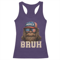 Bruh Bigfoot Merica Racerback Tank Top American Flag Patriotic 4th Of July - Wonder Print Shop