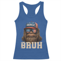 Bruh Bigfoot Merica Racerback Tank Top American Flag Patriotic 4th Of July - Wonder Print Shop