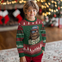 Bruh Bigfoot Merica Knitted Sweatshirt American Flag Patriotic 4th Of July - Wonder Print Shop
