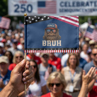 Bruh Bigfoot Merica Patriotic Handheld Flag American Flag 4th Of July