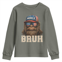 Bruh Bigfoot Merica Youth Sweatshirt American Flag Patriotic 4th Of July - Wonder Print Shop