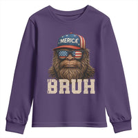 Bruh Bigfoot Merica Youth Sweatshirt American Flag Patriotic 4th Of July - Wonder Print Shop
