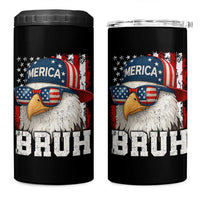 Bruh 'Merica Bald Eagle 4th of July 4 in 1 Can Cooler Tumbler Patriotic USA Flag - Wonder Print Shop