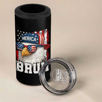 Bruh 'Merica Bald Eagle 4th of July 4 in 1 Can Cooler Tumbler Patriotic USA Flag - Wonder Print Shop