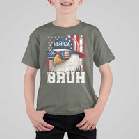 Bruh 'Merica Bald Eagle 4th of July T Shirt For Kid Patriotic USA Flag - Wonder Print Shop