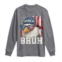 Bruh 'Merica Bald Eagle 4th of July Long Sleeve Shirt Patriotic USA Flag - Wonder Print Shop
