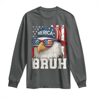 Bruh 'Merica Bald Eagle 4th of July Long Sleeve Shirt Patriotic USA Flag - Wonder Print Shop