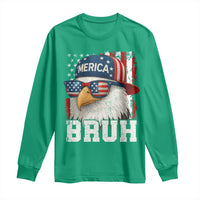 Bruh 'Merica Bald Eagle 4th of July Long Sleeve Shirt Patriotic USA Flag - Wonder Print Shop