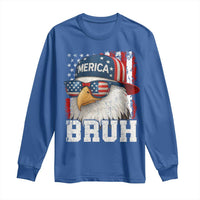 Bruh 'Merica Bald Eagle 4th of July Long Sleeve Shirt Patriotic USA Flag - Wonder Print Shop