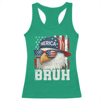 Bruh 'Merica Bald Eagle 4th of July Racerback Tank Top Patriotic USA Flag - Wonder Print Shop