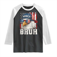 Bruh 'Merica Bald Eagle 4th of July Raglan Shirt Patriotic USA Flag - Wonder Print Shop