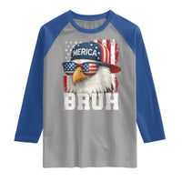 Bruh 'Merica Bald Eagle 4th of July Raglan Shirt Patriotic USA Flag - Wonder Print Shop