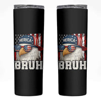 Bruh 'Merica Bald Eagle 4th of July Skinny Tumbler Patriotic USA Flag - Wonder Print Shop