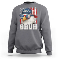 Bruh 'Merica Bald Eagle 4th of July Sweatshirt Patriotic USA Flag - Wonder Print Shop