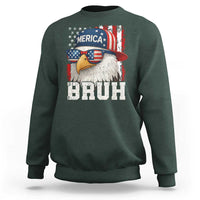 Bruh 'Merica Bald Eagle 4th of July Sweatshirt Patriotic USA Flag - Wonder Print Shop