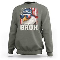 Bruh 'Merica Bald Eagle 4th of July Sweatshirt Patriotic USA Flag - Wonder Print Shop