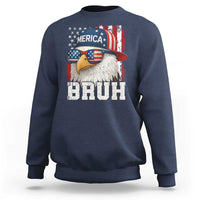 Bruh 'Merica Bald Eagle 4th of July Sweatshirt Patriotic USA Flag - Wonder Print Shop