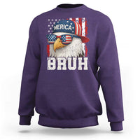 Bruh 'Merica Bald Eagle 4th of July Sweatshirt Patriotic USA Flag - Wonder Print Shop