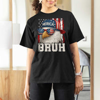 Bruh 'Merica Bald Eagle 4th of July T Shirt For Women Patriotic USA Flag - Wonder Print Shop