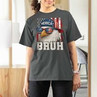 Bruh 'Merica Bald Eagle 4th of July T Shirt For Women Patriotic USA Flag - Wonder Print Shop