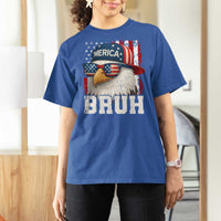 Bruh 'Merica Bald Eagle 4th of July T Shirt For Women Patriotic USA Flag - Wonder Print Shop