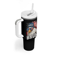 Bruh 'Merica Bald Eagle 4th of July Tumbler With Handle Patriotic USA Flag - Wonder Print Shop