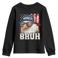 Bruh 'Merica Bald Eagle 4th of July Youth Sweatshirt Patriotic USA Flag - Wonder Print Shop