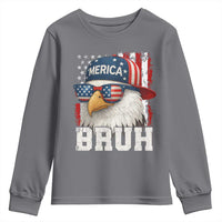 Bruh 'Merica Bald Eagle 4th of July Youth Sweatshirt Patriotic USA Flag - Wonder Print Shop