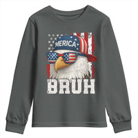 Bruh 'Merica Bald Eagle 4th of July Youth Sweatshirt Patriotic USA Flag - Wonder Print Shop