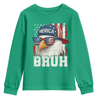 Bruh 'Merica Bald Eagle 4th of July Youth Sweatshirt Patriotic USA Flag - Wonder Print Shop